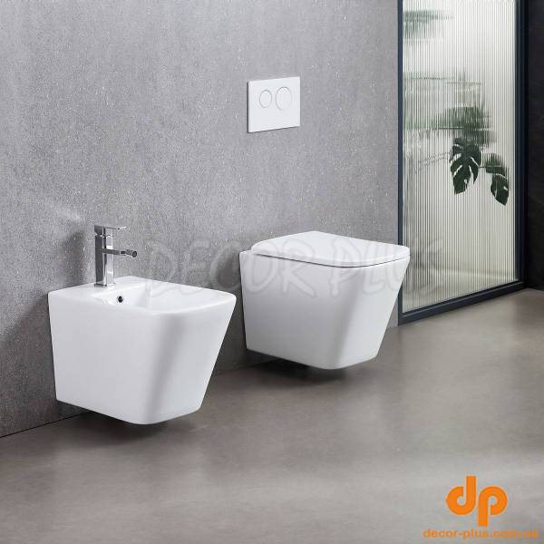 DFL0520400W Flow square Біде 485x345x330мм з отвором під змішувач, білий глянець (1 сорт)