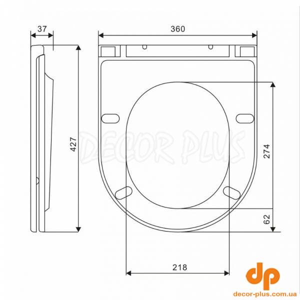 DFL0460111MB Flow Кришка для унітазу з soft-close механізмом, матовий чорний (1 сорт)