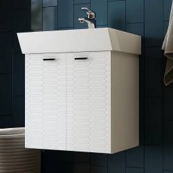 484050W Flow Тумба 50 з умивальником та ручками, білий матовий (1 сорт)