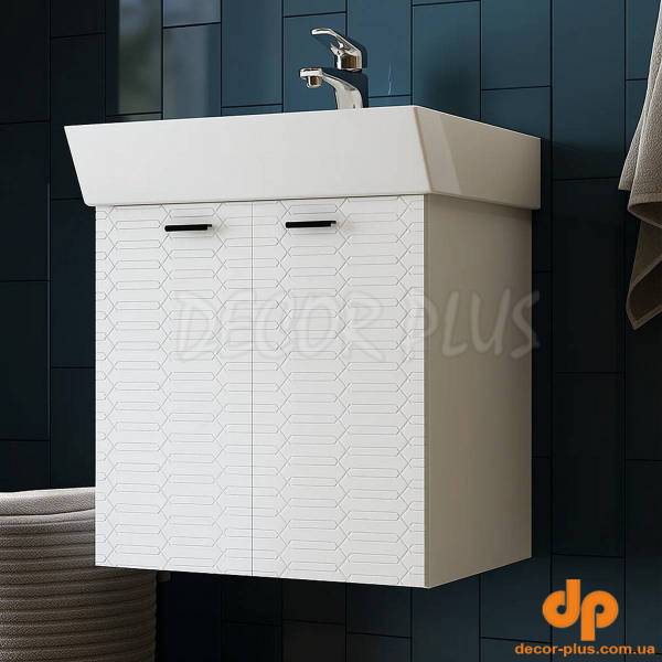 484050W Flow Тумба 50 з умивальником та ручками, білий матовий (1 сорт)