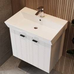 484060W Flow Тумба 60 з умивальником та ручками, білий матовий (1 сорт)