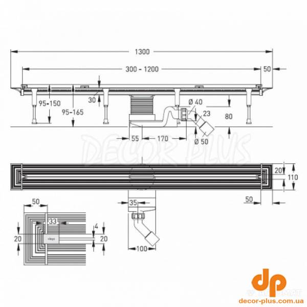 704353 Advantix Vario Душовий лоток з вставкою мат. 300-1200mm (1 сорт)
