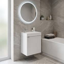 30965 Тумба Fabio (білий мат) з умивальником MINI 40 см (консольна) ручка хром (1 сорт)