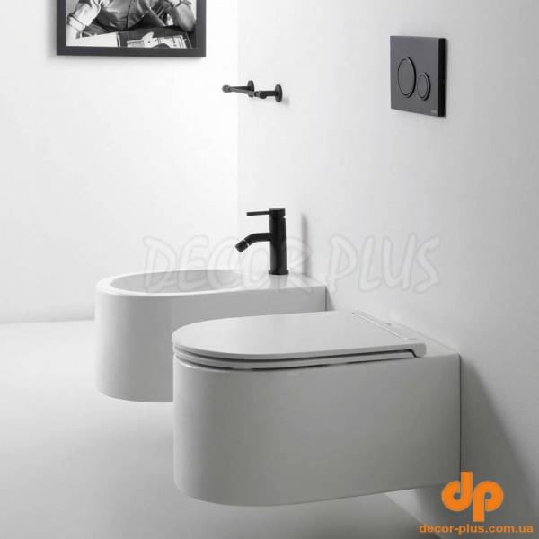 MON1202V01 Монолітний настінний унітаз 54x36 x h 29 cm, білий + cod. C9MON01 сидіння з кришкою з дюропласту+ комплект кріплення 