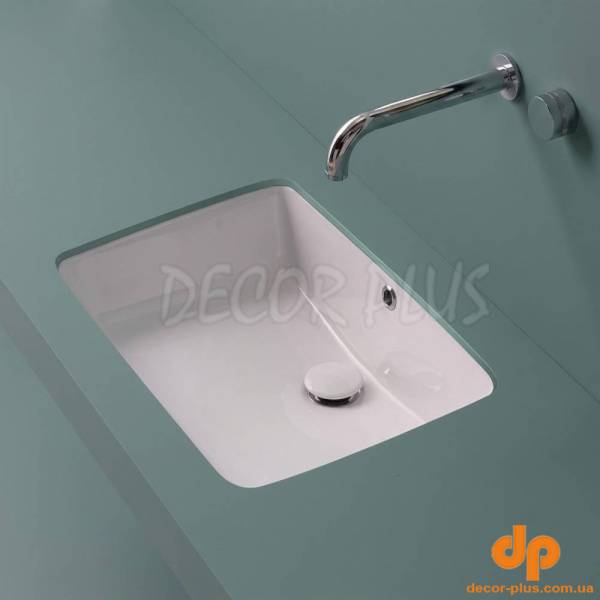LIL4456001 RETTANGOLARE 57 умивальник прямокутний з отвором під перелив 57x39x h 18 cm, білий (1 сорт)