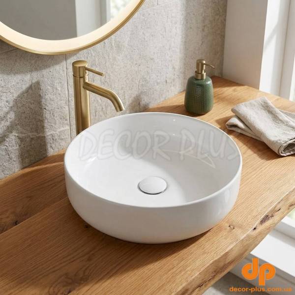 MET4245001 METAMORFOSI умивальник круглий, без переливу, на стільницю 45 x h 14 cm, білий (1 сорт)