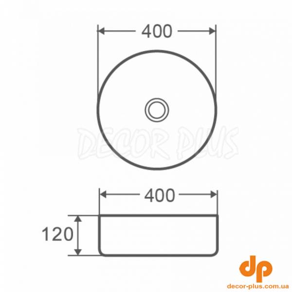 DFL3270100W Flow Раковина кругла 400x120мм на стільницю, без переливу, біла (1 сорт)