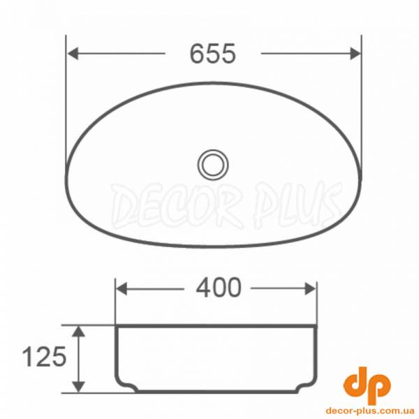 DFL3310100W Flow Раковина 655х400х125мм на стільницю, без переливу, біла (1 сорт)
