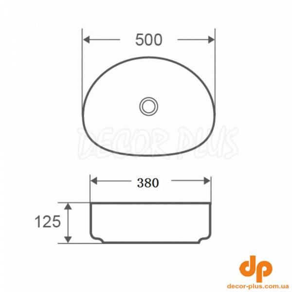 DFL3311100W Flow Раковина 500x380x125мм на стільницю, без переливу, біла (1 сорт)