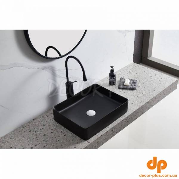 DFL2170100MB Flow square Раковина прямокутна 510х405х110 мм на стільницю, без переливу, чорна матова (1 сорт)