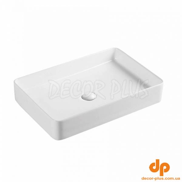 DFL2174100W Flow square Раковина прямокутна 600х405х110мм на стільницю, без переливу, біла (1 сорт)