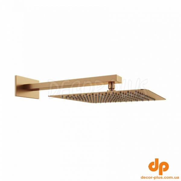D113000000120BG Flow Верхня душова лійка 250x250 мм з кронштейном, brushed gold (1 сорт)