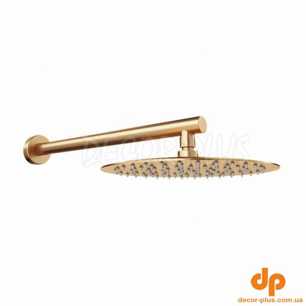 D113000000110BG Flow Верхня душова лійка d250 мм з кронштейном, brushed gold (1 сорт)