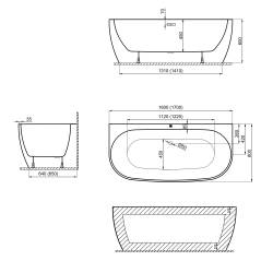 17080140 Optima Plus Ванна пристінна 170x80 см  + сифон, біла (1 сорт)