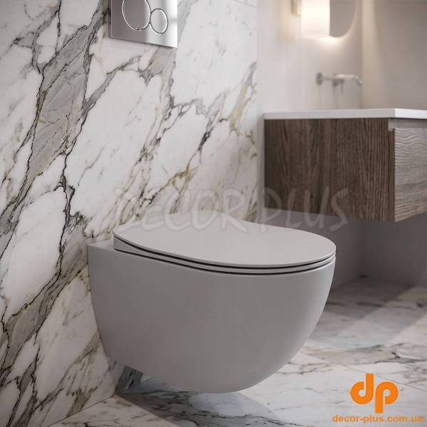 FE322-11CG00E-0000 FREE Унітаз підвісний з кришкою Soft Closing , безобідковий, Cool Grey (1 сорт)