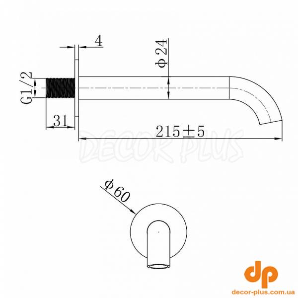 D119100000001BG Flow Вилив для ванни, brushed gold (1 сорт)
