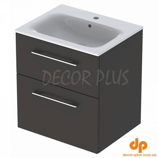 Раковина SELNOVA SQUARE 60см, slim rim з/о, з/п + шафка 2 шухляди, лава