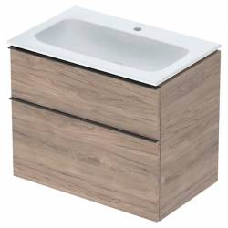 Раковина iCon slim rim 75 см + шафка з 2 шухлядами, темний горіх