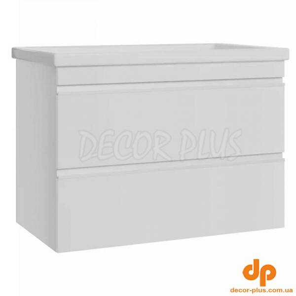 753080W FRAME Біла глянцева тумба 80см з раковиною та сифоном (1 сорт)