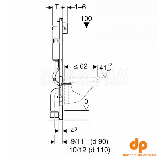 Ком-т (інстал. с-ма DUOFIX  2в1 458.103.00.1+ чаша MODO Rimfree,прямокут+сидіння дюропласт,пов.пад,Click2Clean