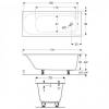 554.004.01.1 Soana Ванна прямокутна 180x80см, тонкий край, злив та перелив по центру, з ніжками, колір білий