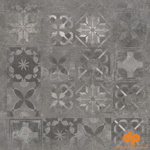 Плитка керамогранітна Softcement Graphite Decor Patchwork RECT 597x597x8 Cerrad