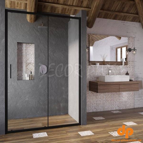 Душові двері двохелементні BLSDP2-110 Transparent Black RAVAK
