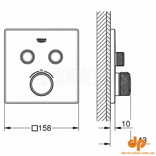 Верхня частина термостату GROHTHERM SMARTCONTROL душ, д/35600, 2 виходи, фонтомний чорний