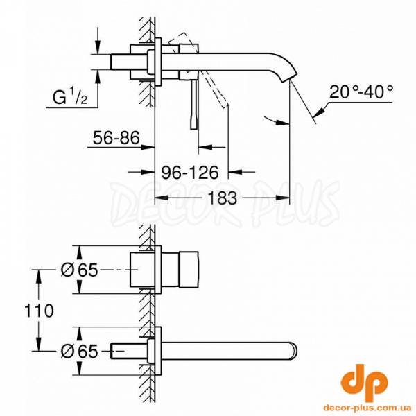 Верхня частина змішувача ESSENCE, раковина, д/23571, 32635, 2 отв, чорний матовий
