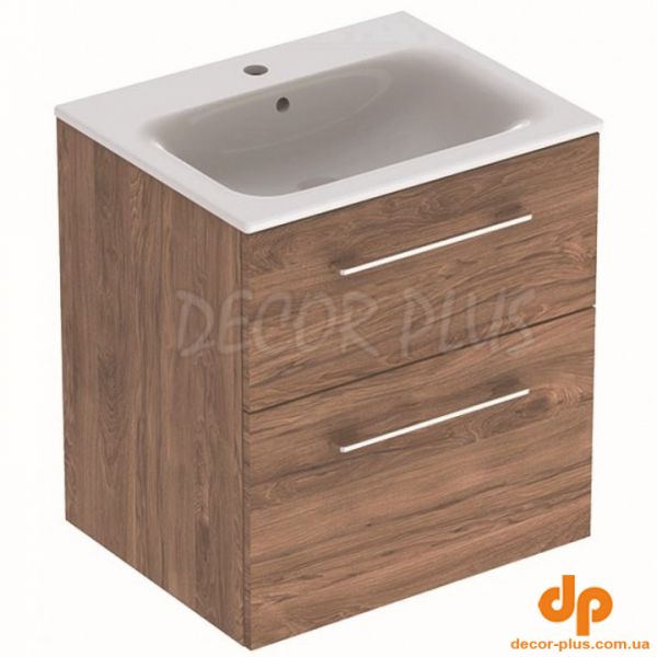 Шафка з умивальником 60 Selnova Square Slim rim Walnut 501.238.00.1 Geberit