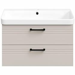 454060BE Urbanis Тумба 60 см з раковиною та чорними ручками, бежева (1 сорт)