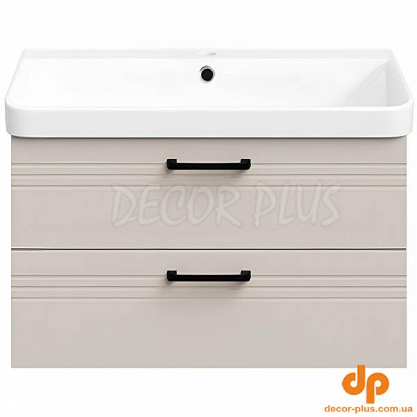 454060BE Urbanis Тумба 60 см з раковиною та чорними ручками, бежева (1 сорт)