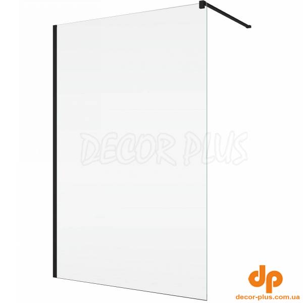 STR4PA61000607  WALK-IN EASY Душова фіксована перегородка 1000*2000, скло 6 мм,  прозоре, профіль чорний мат (1 сорт)