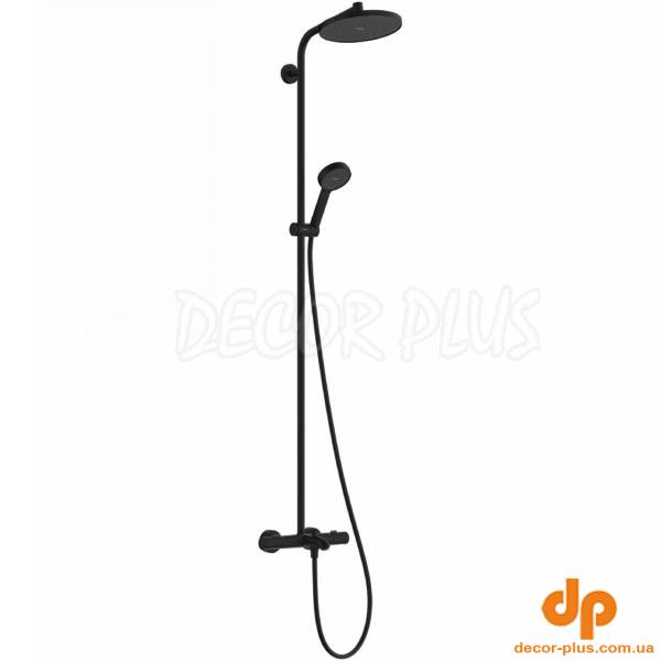 28871670 HG Activera S Душова система Showerpipe 240 1jet EcoSmart з термостатом на ванну Ecostat Fine, чорний матовий (1 сорт)