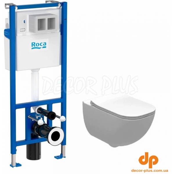 Комплект Інсталяція Duplo Nova WC + Унітаз підвісний з кришкою Alegra Rimless A890020020+A34H139000 Roca