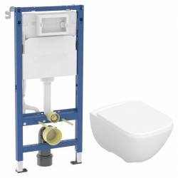 Ком-т (інстал. с-ма DUOFIX  2в1 458.103.00.2+ чаша MODO Rimfree,прямокут+сидіння дюропласт,пов.пад.Click2Clean