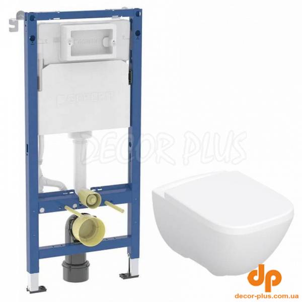 Ком-т (інстал. с-ма DUOFIX  2в1 458.103.00.2+ чаша MODO Rimfree,прямокут+сидіння дюропласт,пов.пад.Click2Clean