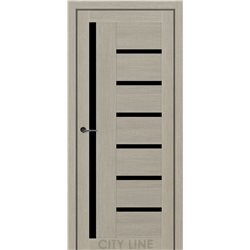 Двері міжкімнатні CITY LINE EXPRESS AMADEA Котон Беж Чорне скло