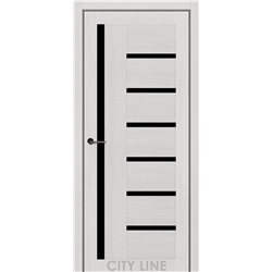 Двері міжкімнатні CITY LINE EXPRESS AMADEA Котон Крем Чорне скло