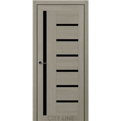 Двері міжкімнатні CITY LINE EXPRESS AMADEA Котон Тауп Чорне скло