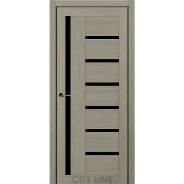 Двері міжкімнатні CITY LINE EXPRESS AMADEA Котон Тауп Чорне скло