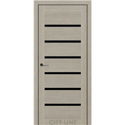 Двері міжкімнатні CITY LINE EXPRESS BROOKLYN Котон Беж Чорне скло