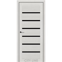 Двері міжкімнатні CITY LINE EXPRESS BROOKLYN Котон Крем Чорне скло