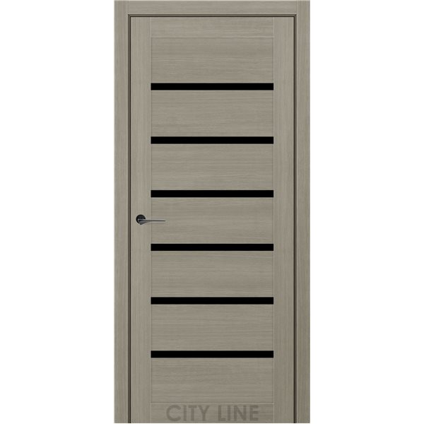 Двері міжкімнатні CITY LINE EXPRESS BROOKLYN Котон Тауп Чорне скло