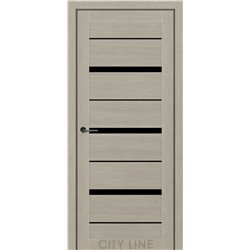 Двері міжкімнатні CITY LINE EXPRESS DENVER Котон Беж Чорне скло