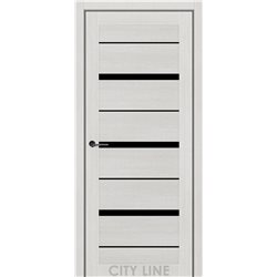 Двері міжкімнатні CITY LINE EXPRESS DENVER Котон Крем Чорне скло