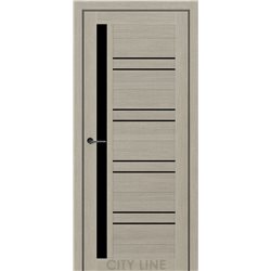 Двері міжкімнатні CITY LINE EXPRESS MILFORD Котон Беж Чорне скло