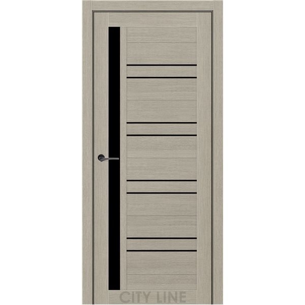 Двері міжкімнатні CITY LINE EXPRESS MILFORD Котон Беж Чорне скло