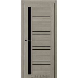 Двері міжкімнатні CITY LINE EXPRESS MILFORD Котон Тауп Чорне скло