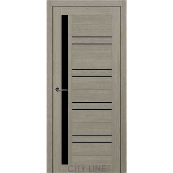 Двері міжкімнатні CITY LINE EXPRESS MILFORD Котон Тауп Чорне скло